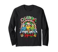 Christmas Squad Three Santa Elf Parrots Rainbow Candy Canes Long Sleeve T-Shirt