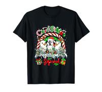 Christmas Squad Three Santa Elf Seagulls Rainbow Candy Canes T-Shirt