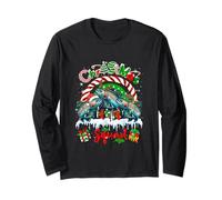 Christmas Squad Three Santa Trout Fishes Rainbow Candy Canes Long Sleeve T-Shirt
