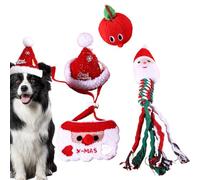 Christmas Squeaky Dog Toys - Christmas Holiday Dog Toys Set | Santa Squeaky Plush, Interactive Teething for Home, Pet Room, Pet Shop