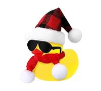 Christmas Squeaky Duck - Floating Yellow Ducks, Novelty Bath Toy | Seasonal Winter Holiday Rubber Duck Set, Festive Snowman Sunglasses Scarf Hat Dùck Novelty Collection with Small Bathtub Playset