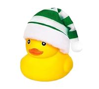 Christmas Squeaky Duck Toy - Festive Floating Pool Bath Toy With Santa Hat, Durable Natural Rubber Construction, Loud Squeaker Sound Feature, Lightweight Portable Design, Water-Friendly Material | Hol