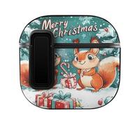 Christmas Squirrel Case Compatible with AirPods 4 Hard Earphone Case Protective Cover