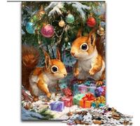 Christmas Squirrel Jigsaw Puzzles for Teenagers 1000, Suitable for Ages 14 And Up Wall Decoration Christmas Birthday Gift (26x38cm)