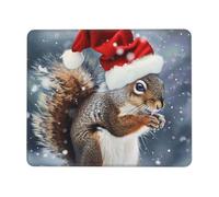 Christmas Squirrel Printed Gaming Mouse Pad 10.3x8.3 Inches, Non-Slip Rubber Base Laptop Mousepad Desk Mat with Stitched Edges for Gamer, Office, Home