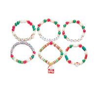 Christmas Stackable Beaded Bracelets Boho Colorful Santa Claus Snowman Reindeer Gingerbread Man Heishi Vinyl Disc Clay Surfer Stretch Bracelet for Women Men Xmas New Year Festival Outfit Accessories