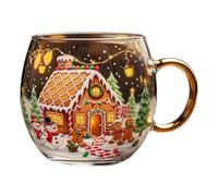 Christmas Stained Glass Coffee Mug, 300ml Christmas Transparent Painted Coffee Cup, Festive Beverage Containers Holiday Drinking Glassware, Coffees Tea Milk Cup for Friends Family Boys and Girls