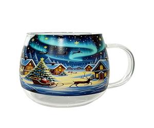 Christmas Stained Glass Coffee Mug, 300ml Christmas Transparent Painted Coffee Cup, Festive Beverage Containers Holiday Drinking Glassware, Coffees Tea Milk Cup for Friends Family Boys and Girls