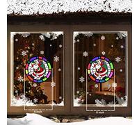 Christmas Stained Glass Robin Tree Santa Father Christmas Bauble Snowflake Window Stickers Cling (Santa Stained Glass)
