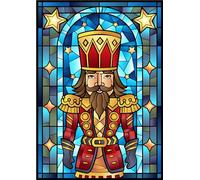 Christmas Stained Glass Robin Tree Santa Father Christmas Bauble Snowflake Window Stickers (Nutcracker A4 Sheet)