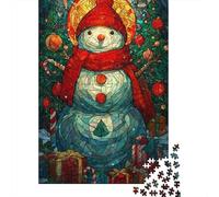 Christmas Stained Glass Snowman Jigsaw Puzzles Puzzles for Adults Kids. 1000 Pieces Impossible Challenge Toy Educational Game Home Decoration for Adults& Kids Age 14 Years Up 52x38cm/1000pcs