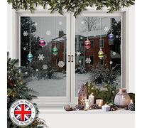 Christmas stained vintage design glass Bauble Snowflake Window Stickers Cling