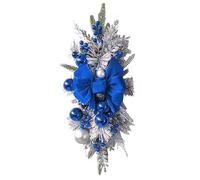 Christmas Stair Teardrop Swag Wreath Staircase Door Artificial Wreath Xmas Windom Home Ornament Decoration Without LED Lights (A-Blue, 18 * 8 inch)