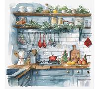 Christmas Stamped Cross Stitch Kits 45x45cm, Christmas House Counted Cross Stitch Kits for Beginners Adults, Needlepoint Patterns Dimensions Needlecrafts Embroidery Kits Arts and Crafts