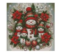 Christmas Stamped Cross Stitch Kits - Needlepoint Counted Cross Stitch Kits for Beginner Adult Crossstitching Printed Dimensions Snowman Patterns Stitch Embroidery Kits Arts and Crafts