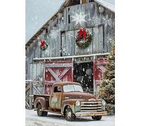 Christmas Stamped Cross Stitch Kits - Red Truck Counted Cross Stitch Kits for Beginners Adults Needlepoint Cross-Stitch Patterns Dimensions Needlecrafts Embroidery Kits Arts and Crafts