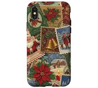 Christmas Stamps Santa Vintage Holiday Postage Nostalgic Case for iPhone X/XS