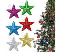 Christmas Star - 6X Small Glitter Stars Tree Ornament,Merry Christmas Decorations, Portable Christmas Tree -Decorations- For Tree- Door
