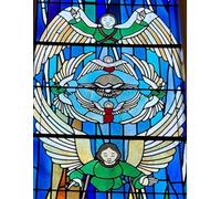 Christmas Star and Angels Stained Glass Window in Charleston SC Gratitude Notebook: (8.5 x 11) lined 100 premium page notebook for daily reflection and spiritual growth