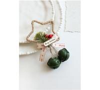 Christmas Star Bell Ornament for Tree Wall or Door Hanging Decoration - Metal Pendant Having Festive Bow Gold/Green/Silver/red 9.5 X 4 X 15.5 Centimeters(Gold)