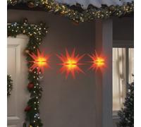 Christmas Star Lights Red PP 24x33.5cm Warm White LED Timer Battery Foldable Set