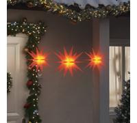 Christmas Star Lights Red PP Foldable Set 33.5x24 cm & 24.5x19 cm Timer Battery