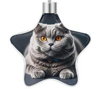 Christmas Star Ornaments - 3.7 Inch Xmas Tree Hanging Decor, A Gray Cat is Lying Double Sided Pattern Festive Xmas Pendant, Holiday Home Party Decoration Gifts