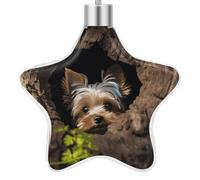 Christmas Star Ornaments - 3.7 Inch Xmas Tree Hanging Decor, A Little Yorkshire Terrier Double Sided Pattern Festive Xmas Pendant, Holiday Home Party Decoration Gifts