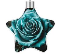 Christmas Star Ornaments - 3.7 Inch Xmas Tree Hanging Decor, Teal Gray Rose Double Sided Pattern Festive Xmas Pendant, Holiday Home Party Decoration Gifts