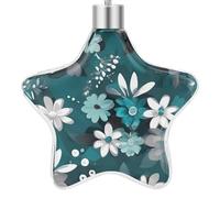 Christmas Star Ornaments - 3.7 Inch Xmas Tree Hanging Decor, Teal Grey and White Floral Double Sided Pattern Festive Xmas Pendant, Holiday Home Party Decoration Gifts