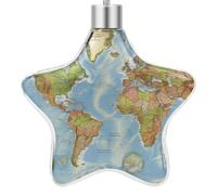 Christmas Star Ornaments - 3.7 Inch Xmas Tree Hanging Decor, World Map Double Sided Pattern Festive Xmas Pendant, Holiday Home Party Decoration Gifts