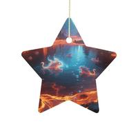 Christmas Star Ornaments - Magic Lava LakePersonalized Ceramic Hanging Decor for Xmas Tree Home Fireplace Wall Party Decoration, Festive Holiday Star Shaped Ornaments Gift