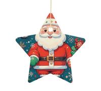 Christmas Star Ornaments - Merry Christmas Santa ClausPersonalized Ceramic Hanging Decor for Xmas Tree Home Fireplace Wall Party Decoration, Festive Holiday Star Shaped Ornaments Gift