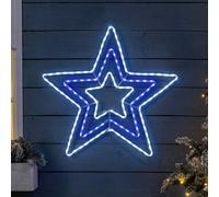 Christmas Star Rope Light Flashing LED Outdoor Wall Decoration 65cm Christow Blue One Size
