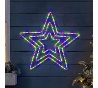 Christmas Star Rope Light Flashing LED Outdoor Wall Decoration 65cm Christow Multi One Size