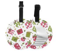 Christmas Star Round Luggage Tag 4PCS Galaxy PU Leather Travel Bag Tag ID Labels Name Card Holder wtih Buckle for Luggage Suitcase Backpacks