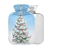 Christmas Star Tree Blue Pattern Hot Water Bottle with Cover 2L Large Warm Water Bag for Pain Relief Cramps