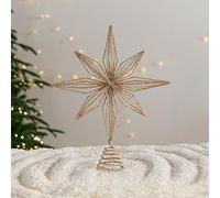 Christmas Star Tree Topper, 30CM Gold Glittered 3D Star Tree Topper, Metal Hollow Out Designed for Indoor Office Christmas New Year Holiday Tree Decoration (Gold)