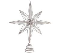 Christmas Star Tree Topper, 30CM Gold Glittered 3D Star Tree Topper, Metal Hollow Out Designed for Indoor Office Christmas New Year Holiday Tree Decoration (Silver)