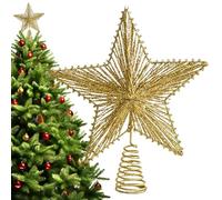 Christmas Star Tree Topper - Glitter Decoration, Star for Christmas Tree, for Outdoor Use, Home, Indoor, Rustic Farm, Night and