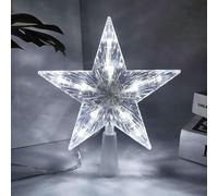 Christmas Star Tree Topper White Christmas Tree Topper Star with 3 Lighting Effect,Light Up Xmas Tree Topper with 30 LED Lights White Christmas Tree Decorations for Home Tree Decor,22cm