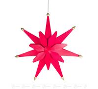 Christmas Star Window Decoration With Light, Red, Wooden, 36x36x10 cm