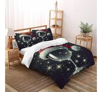 Christmas Starlight Mug Bedding Set for Comforter Polyester Christmas Theme Duvet Cover 3 Piece for Children Teens And Adults -2 Pillow Shams, Super King（260x220cm）