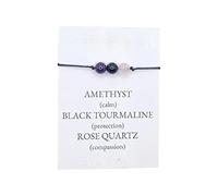 Christmas Statement Earrings Ethnic Anxiety Stone Beaded Wax Line Bracelet With Card 1PC Amethyst Stone Combination Bracelet Men's And Women's Bracelet Hand Jewelry Shovel Earrings (C, One Size)