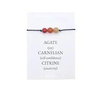 Christmas Statement Earrings Ethnic Anxiety Stone Beaded Wax Line Bracelet With Card 1PC Amethyst Stone Combination Bracelet Men's And Women's Bracelet Hand Jewelry Shovel Earrings (H, One Size)