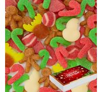 Christmas Station Merry Mix 1000g with Gift Box - Festive Assorted Gummy Sweets - Strawberry, Cream, Fruit, Cola, Ginger & Vanilla Flavours - Seasonal Sweet Treat Collection