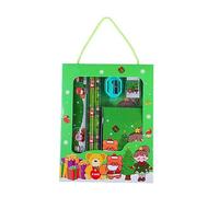 Christmas Stationery Set Multipurpose Innovative Exquisite Cute Cartoon Pencil Eraser Ruler Sharpener Note Pad Set Learning Tools for Kindergarten Classroom Holiday Rewards
