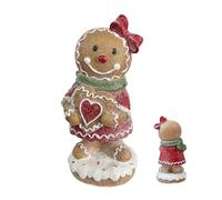 Christmas Statues Indoor Decorative Christmas Desktop Sculpture Resin Gingerbread Man Shape Figurine Ornament for Display Cabinet Desk Coffee Table Window Sill Mantel Bookshelf