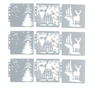 Christmas Stencils Mandala Stencil Wall Stencil Safe Cute Pattern Hollow Template for Scrapbooking Paper Crafts DIY Making 9pcs Set PET Material