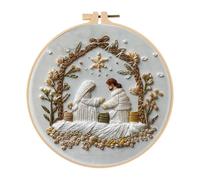 Christmas Stick Set - Nativity Embroidery Pattern Templates Set - With Frame Simple Yarn Handmade Needle for Beginners Children Girls Women Hobby Home Teens